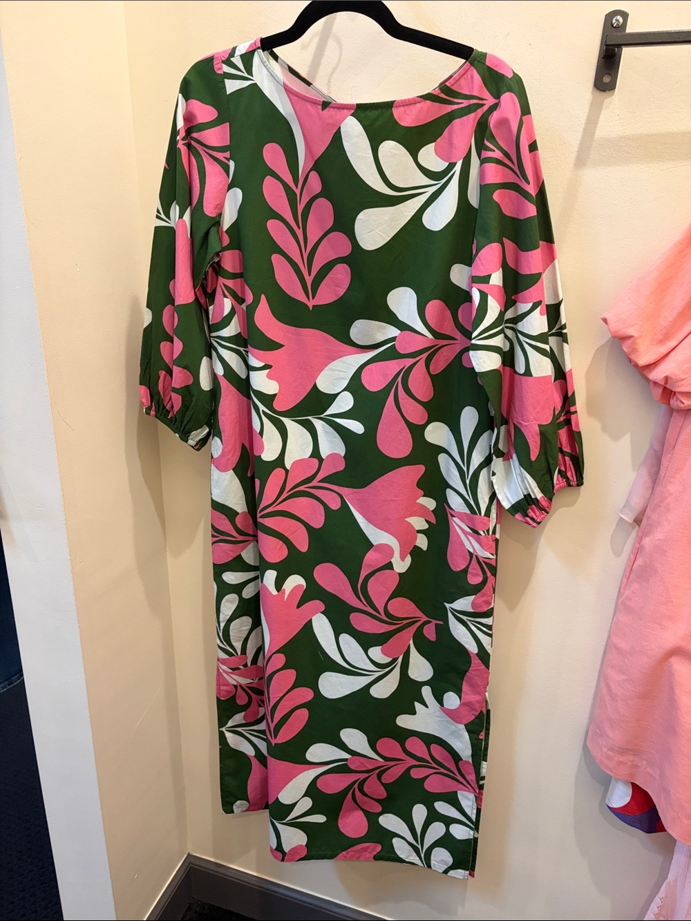 Frances Valentine Green, Pink & White Floral Midi Dress